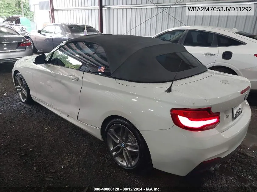 2018 BMW 230I VIN: WBA2M7C53JVD51292 Lot: 40088128