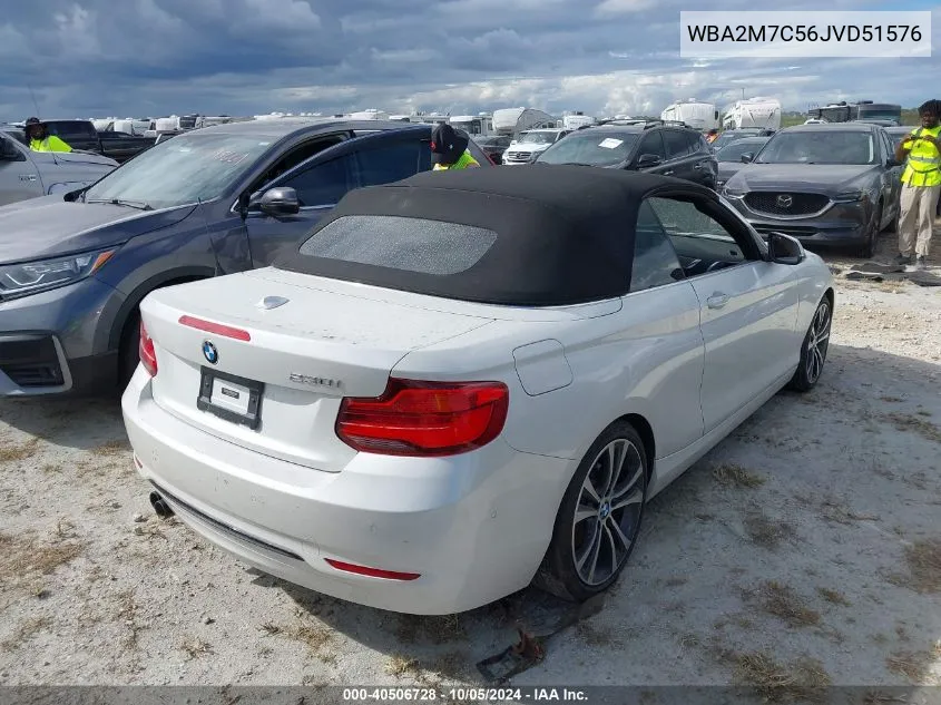 WBA2M7C56JVD51576 2018 BMW 230I