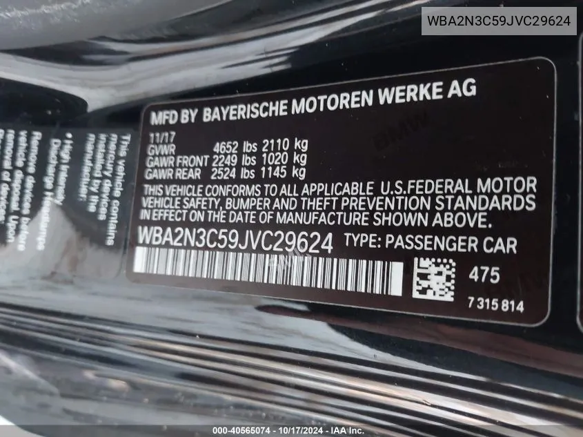 WBA2N3C59JVC29624 2018 BMW M240I xDrive