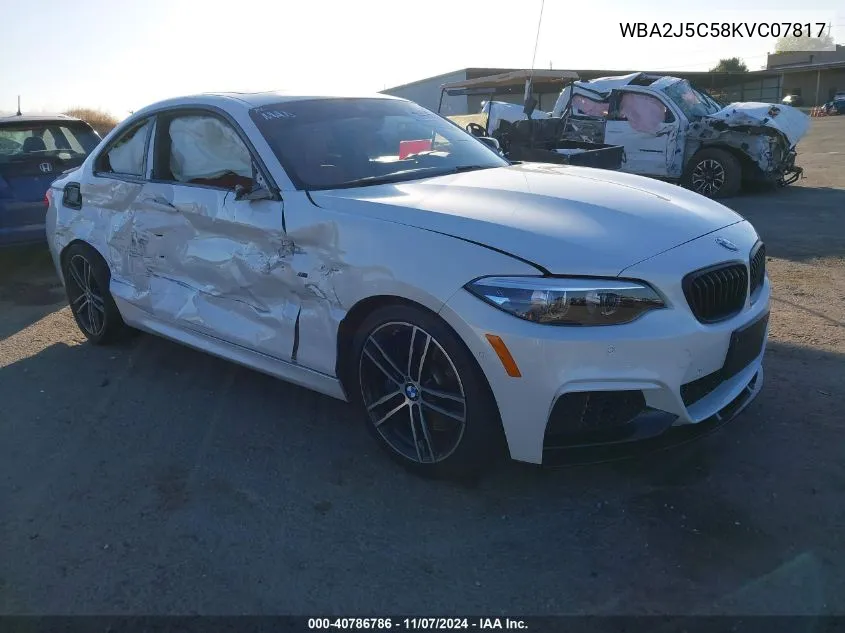 2019 BMW M240I VIN: WBA2J5C58KVC07817 Lot: 40786786