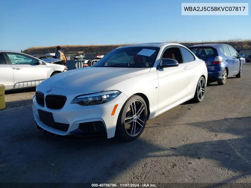 2019 BMW M240I VIN: WBA2J5C58KVC07817 Lot: 40786786