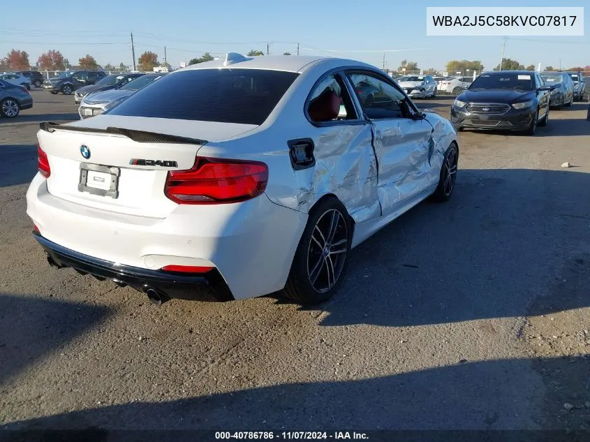 2019 BMW M240I VIN: WBA2J5C58KVC07817 Lot: 40786786