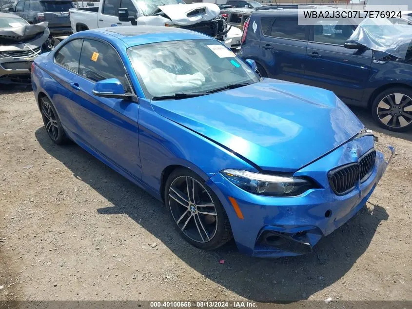 2020 BMW 230I xDrive VIN: WBA2J3C07L7E76924 Lot: 40100658