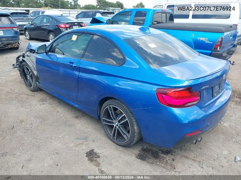 2020 BMW 230I xDrive VIN: WBA2J3C07L7E76924 Lot: 40100658