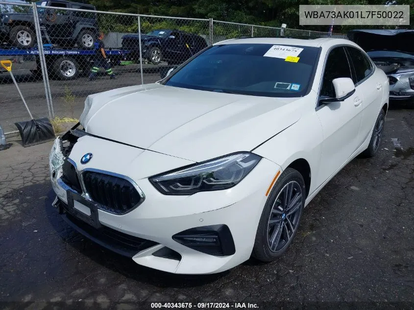 2020 BMW 228I Gran Coupe xDrive VIN: WBA73AK01L7F50022 Lot: 40343675