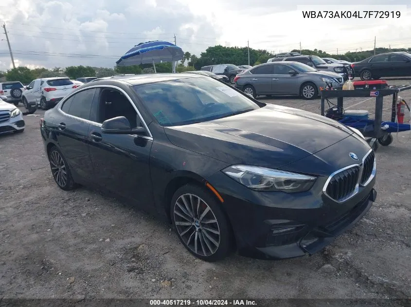 2020 BMW 228I Gran Coupe xDrive VIN: WBA73AK04L7F72919 Lot: 40517219