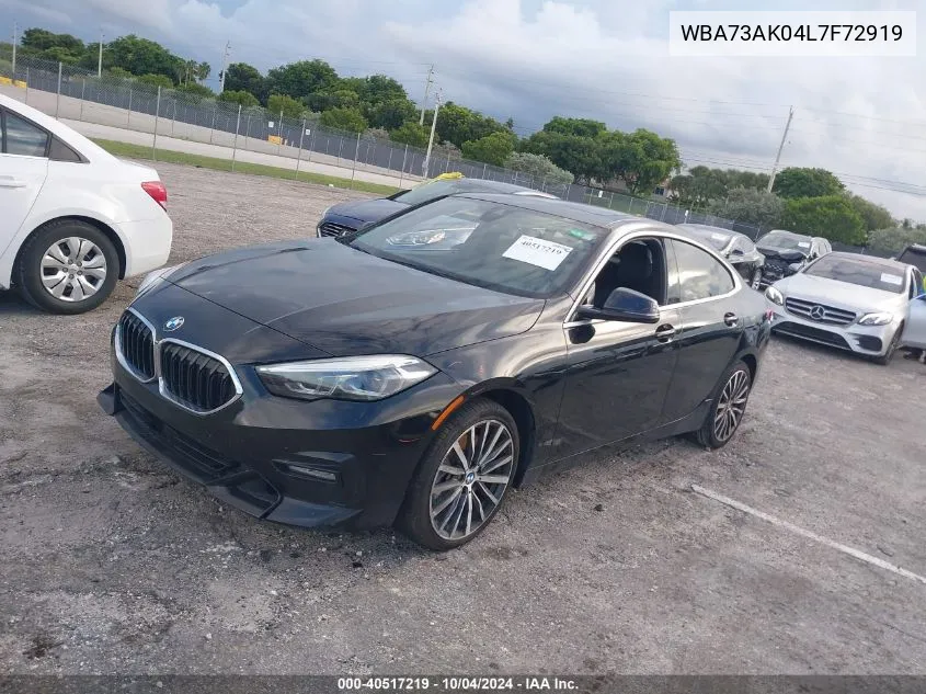 2020 BMW 228I Gran Coupe xDrive VIN: WBA73AK04L7F72919 Lot: 40517219