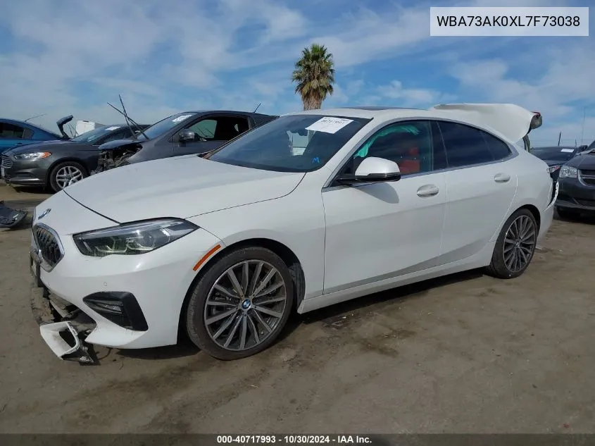 2020 BMW 228I Gran Coupe xDrive VIN: WBA73AK0XL7F73038 Lot: 40717993