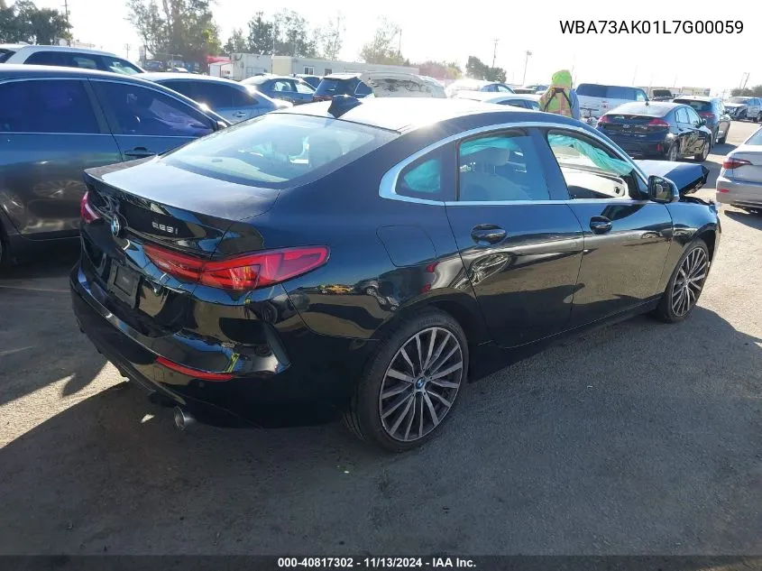 2020 BMW 228I Gran Coupe xDrive VIN: WBA73AK01L7G00059 Lot: 40817302