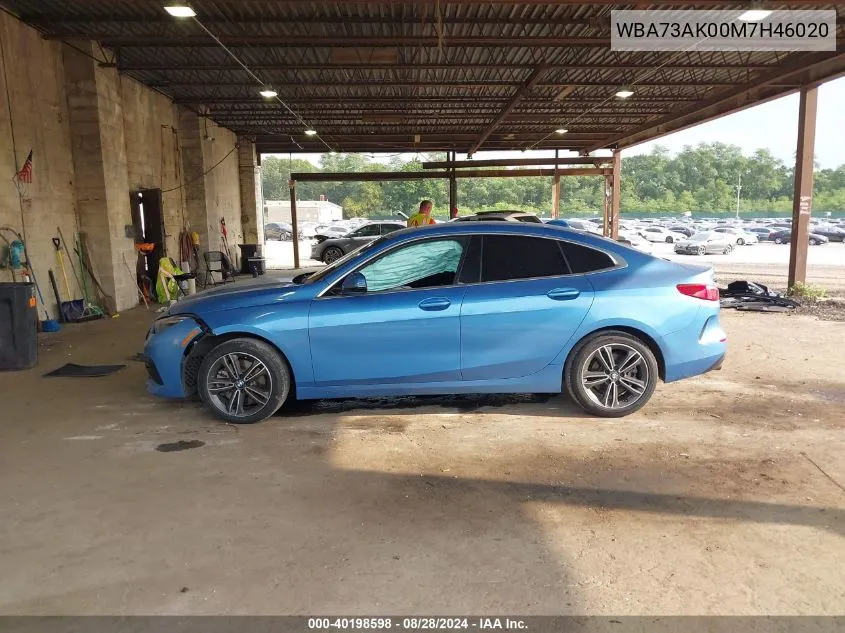 2021 BMW 228I Gran Coupe xDrive VIN: WBA73AK00M7H46020 Lot: 40198598