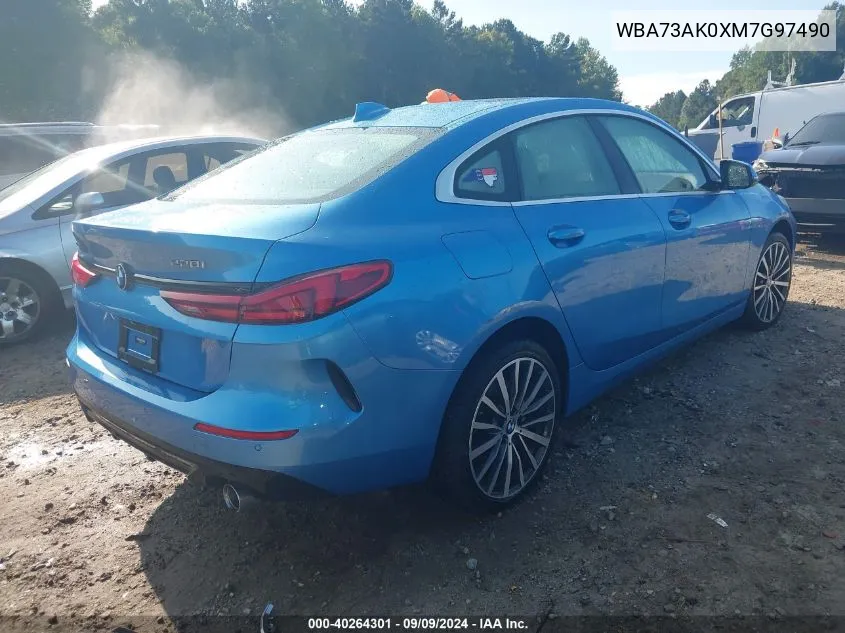 2021 BMW 228I Gran Coupe xDrive VIN: WBA73AK0XM7G97490 Lot: 40264301