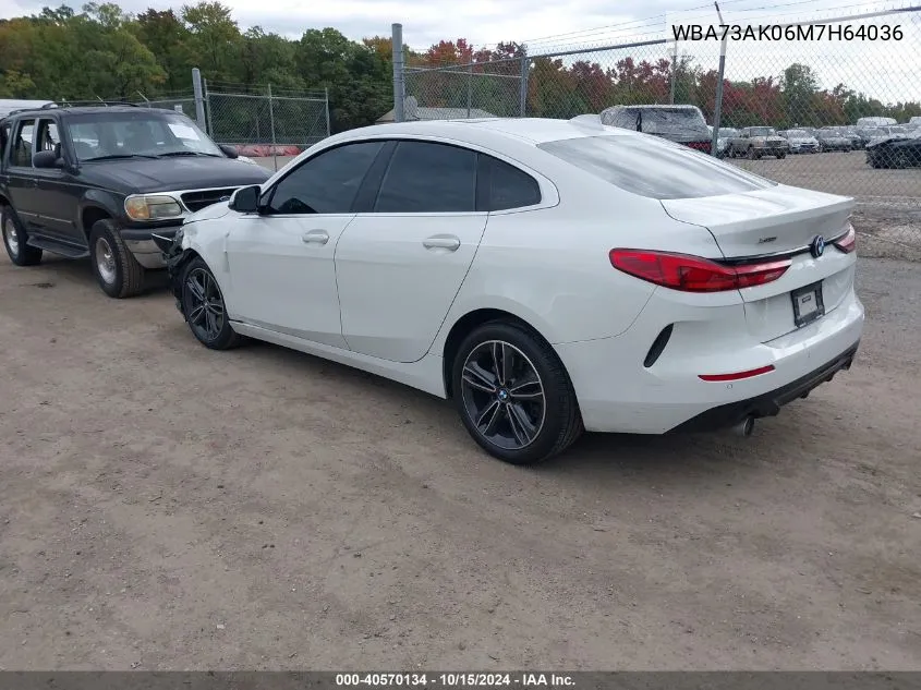 2021 BMW 228I Gran Coupe xDrive VIN: WBA73AK06M7H64036 Lot: 40570134