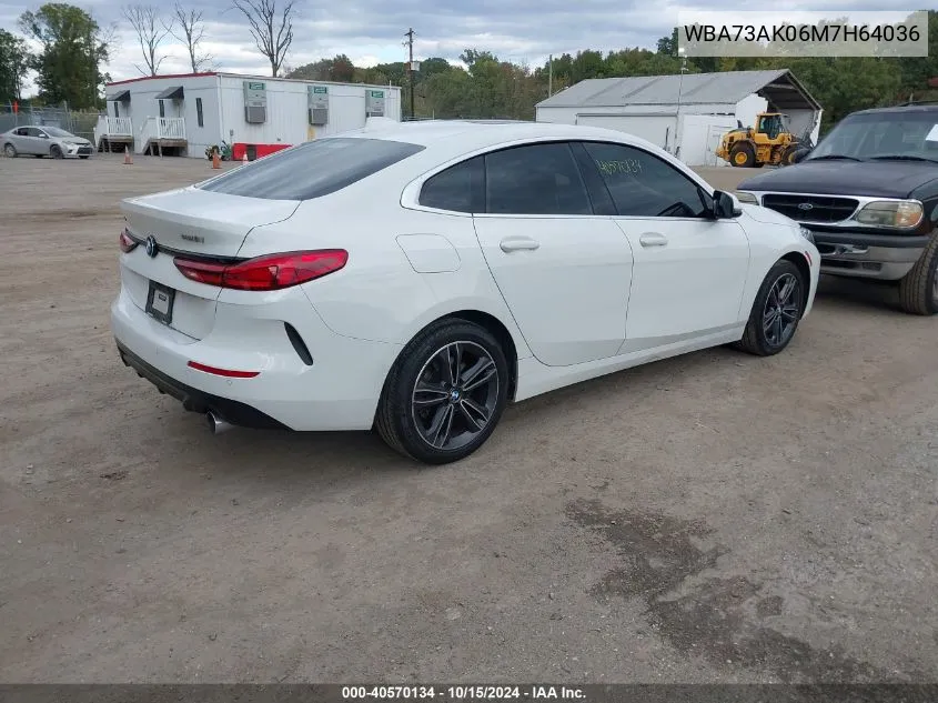 2021 BMW 228I Gran Coupe xDrive VIN: WBA73AK06M7H64036 Lot: 40570134