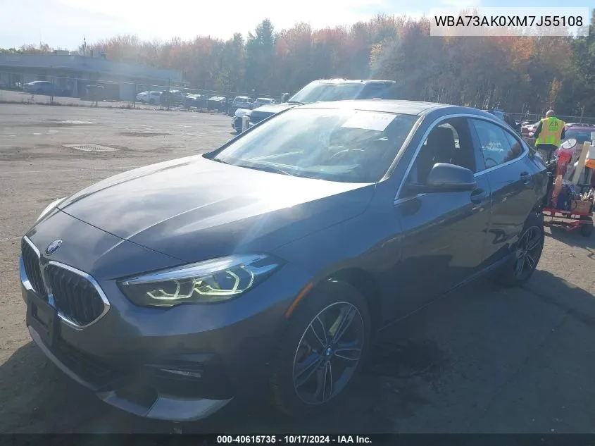 2021 BMW 228I Gran Coupe xDrive VIN: WBA73AK0XM7J55108 Lot: 40615735