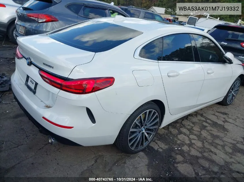 2021 BMW 228I Gran Coupe Sdrive VIN: WBA53AK01M7J19332 Lot: 40743765