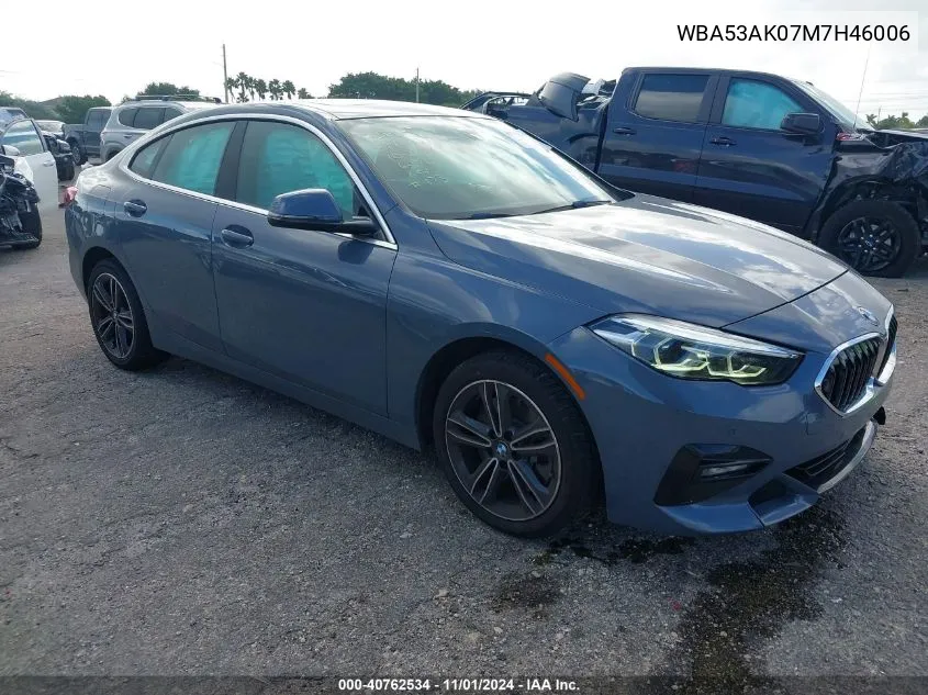 2021 BMW 228I Gran Coupe Sdrive VIN: WBA53AK07M7H46006 Lot: 40762534