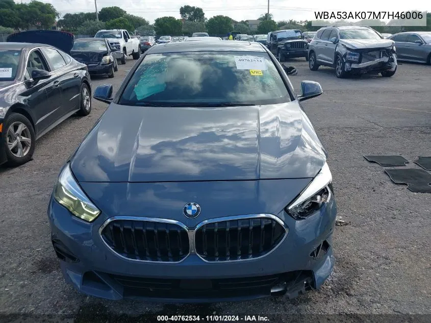 2021 BMW 228I Gran Coupe Sdrive VIN: WBA53AK07M7H46006 Lot: 40762534