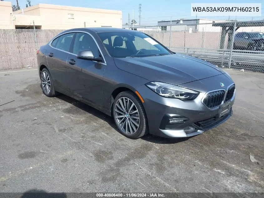 2021 BMW 228I Gran Coupe Sdrive VIN: WBA53AK09M7H60215 Lot: 40806400