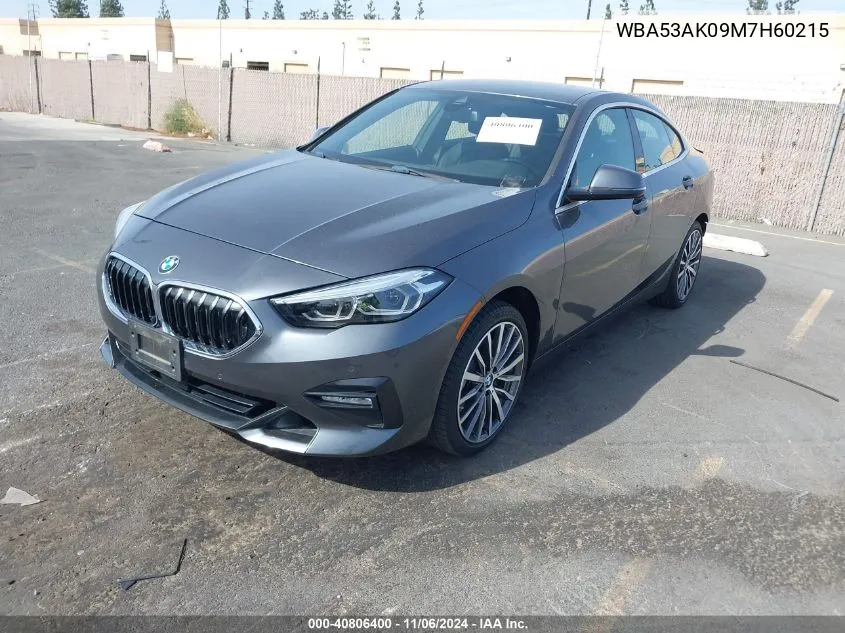 2021 BMW 228I Gran Coupe Sdrive VIN: WBA53AK09M7H60215 Lot: 40806400