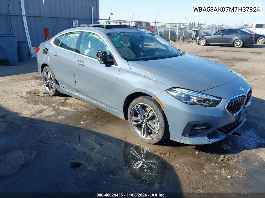 2021 BMW 228I Gran Coupe Sdrive VIN: WBA53AK07M7H37824 Lot: 40828435