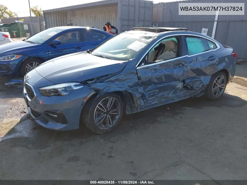 2021 BMW 228I Gran Coupe Sdrive VIN: WBA53AK07M7H37824 Lot: 40828435