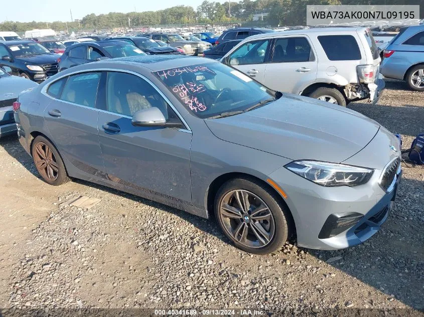 2022 BMW 228 Gran Coupe I xDrive VIN: WBA73AK00N7L09195 Lot: 40341689