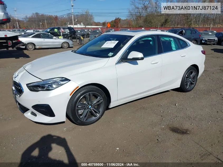 2022 BMW 228 Gran Coupe I xDrive VIN: WBA73AK01N7J87124 Lot: 40759500