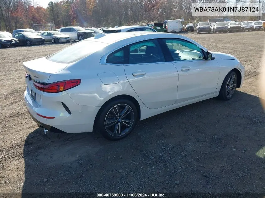 2022 BMW 228 Gran Coupe I xDrive VIN: WBA73AK01N7J87124 Lot: 40759500