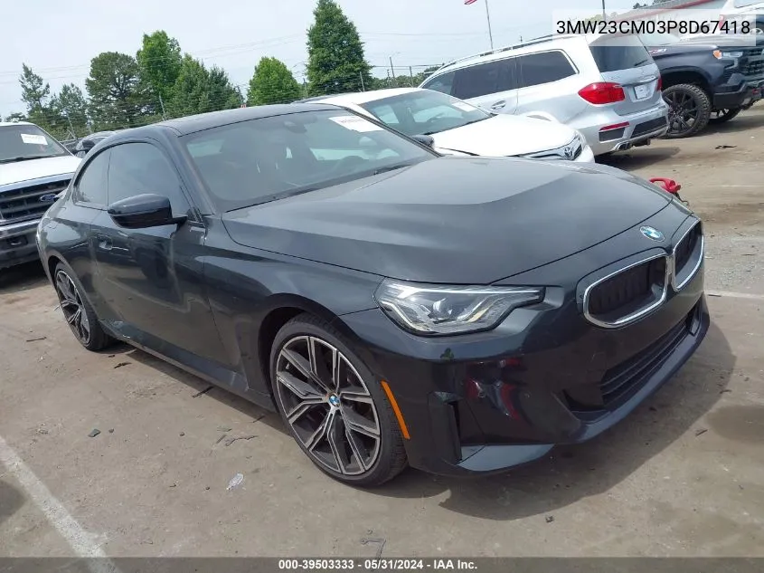 2023 BMW 230 I VIN: 3MW23CM03P8D67418 Lot: 39503333