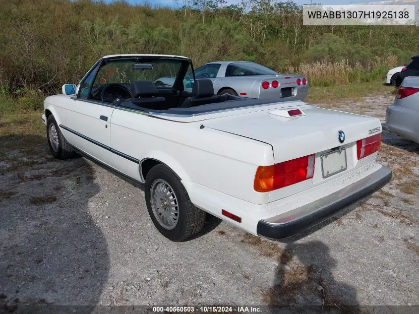 1987 BMW 325 I VIN: WBABB1307H1925138 Lot: 40560503