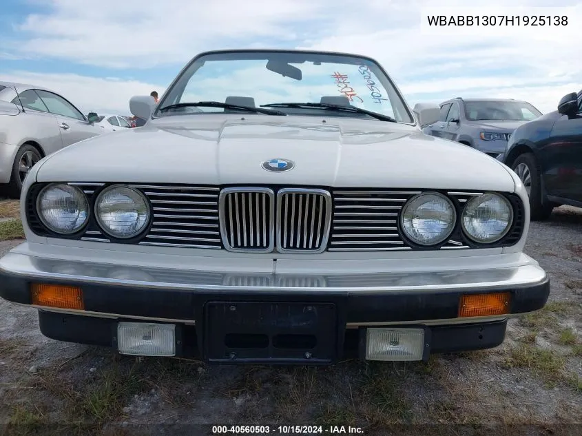 1987 BMW 325 I VIN: WBABB1307H1925138 Lot: 40560503