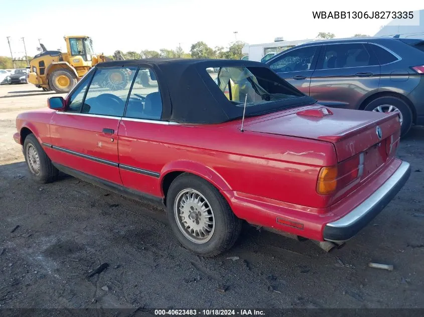 1988 BMW 325 I VIN: WBABB1306J8273335 Lot: 40623483