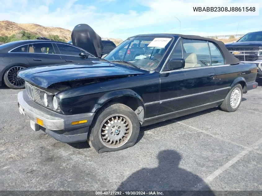 1988 BMW 325 I Automatic VIN: WBABB2308J8861548 Lot: 40727292