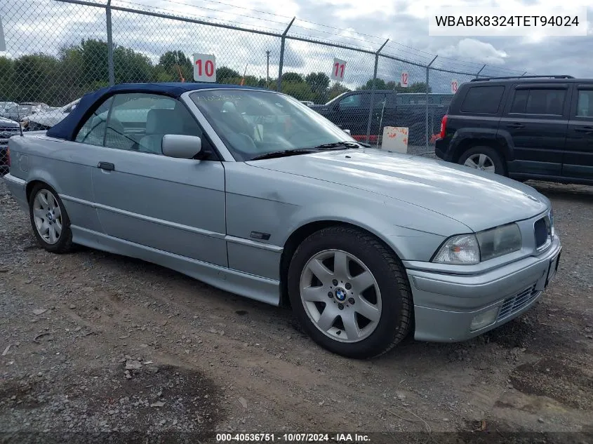 1996 BMW 328 Ic Automatic VIN: WBABK8324TET94024 Lot: 40536751