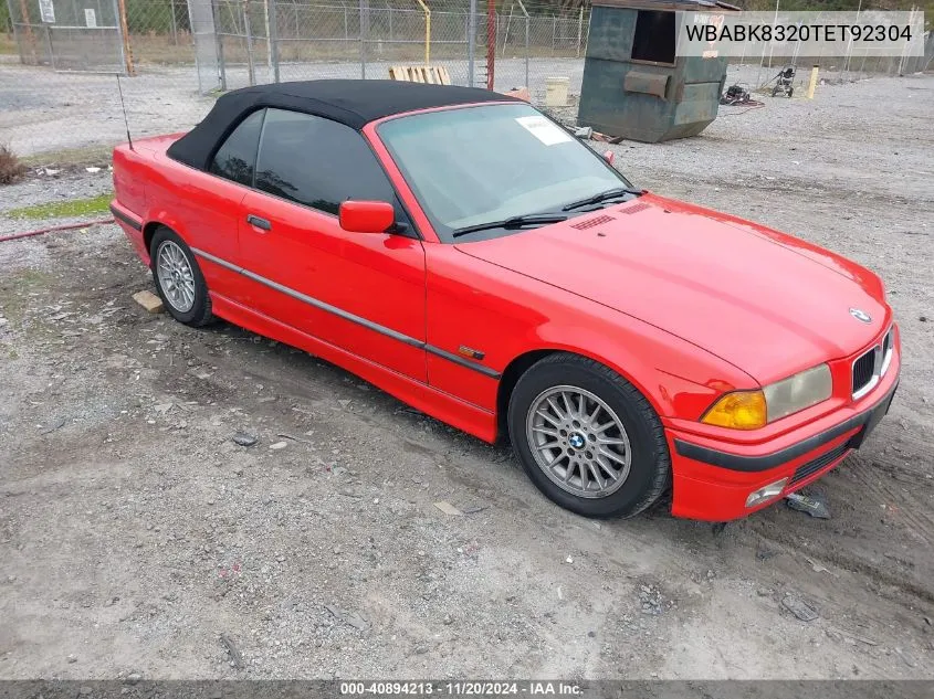 1996 BMW 328 Ic Automatic VIN: WBABK8320TET92304 Lot: 40894213