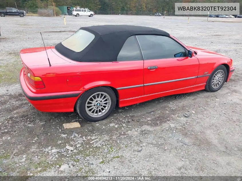 1996 BMW 328 Ic Automatic VIN: WBABK8320TET92304 Lot: 40894213