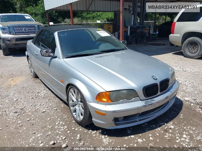 2000 BMW 323Ci VIN: WBABR334XYEA83191 Lot: 39575449