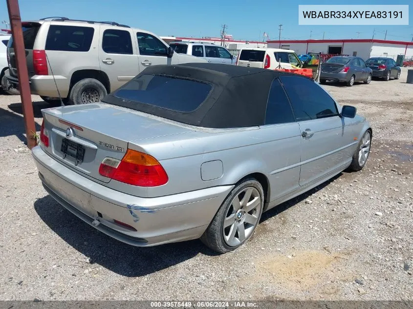 2000 BMW 323Ci VIN: WBABR334XYEA83191 Lot: 39575449