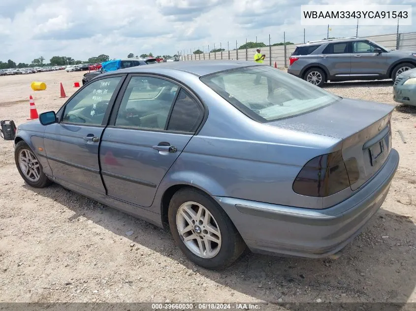 2000 BMW 323I VIN: WBAAM3343YCA91543 Lot: 39660030