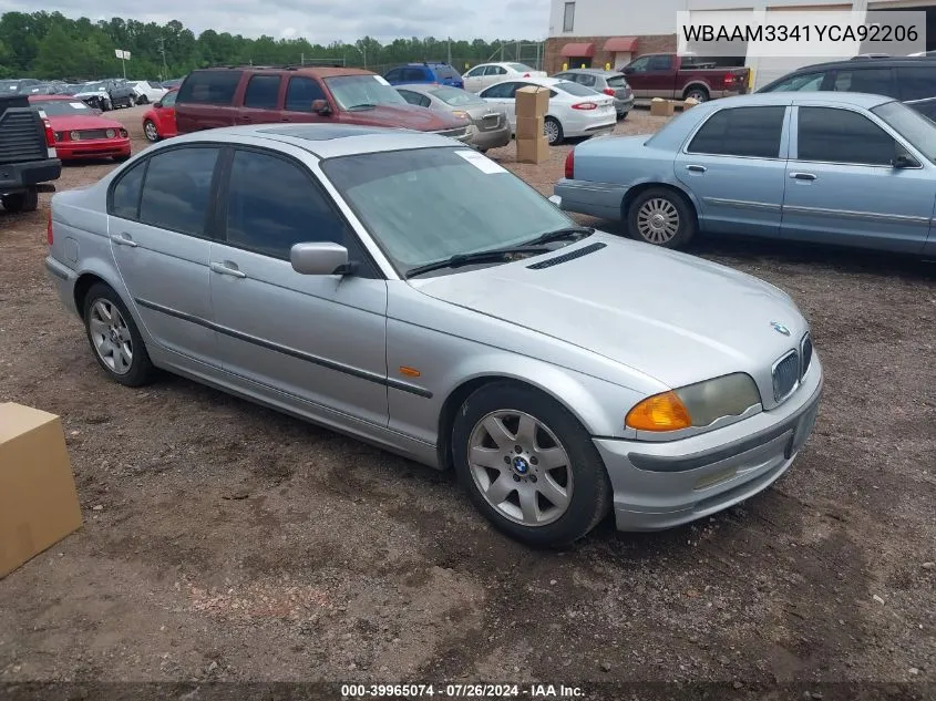 2000 BMW 323I VIN: WBAAM3341YCA92206 Lot: 39965074