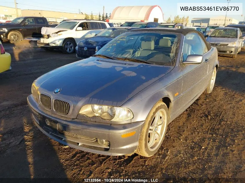 2001 BMW 3 Series VIN: WBABS53461EV86770 Lot: 12132854