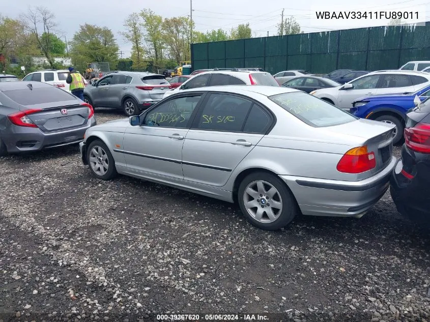 2001 BMW 325I VIN: WBAAV33411FU89011 Lot: 39367620