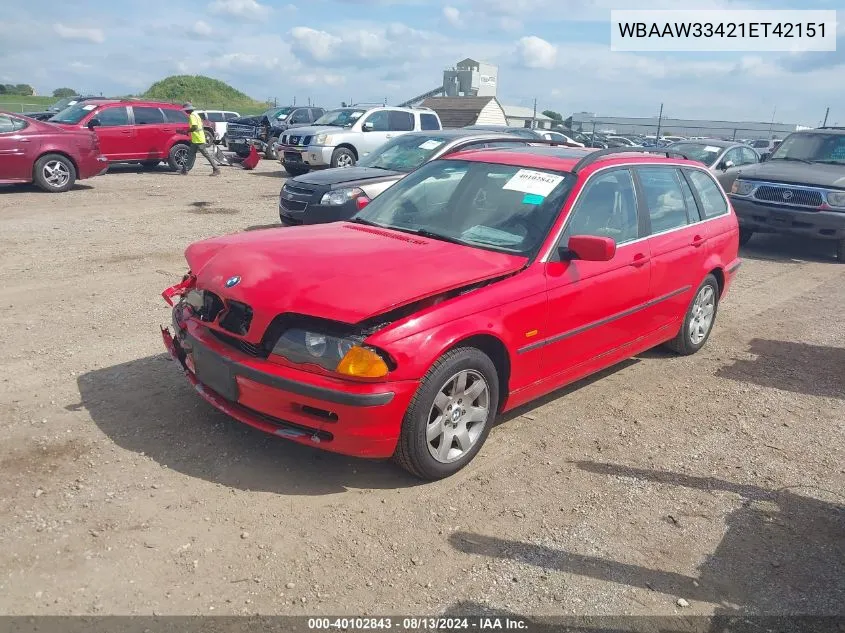 2001 BMW 325I VIN: WBAAW33421ET42151 Lot: 40102843