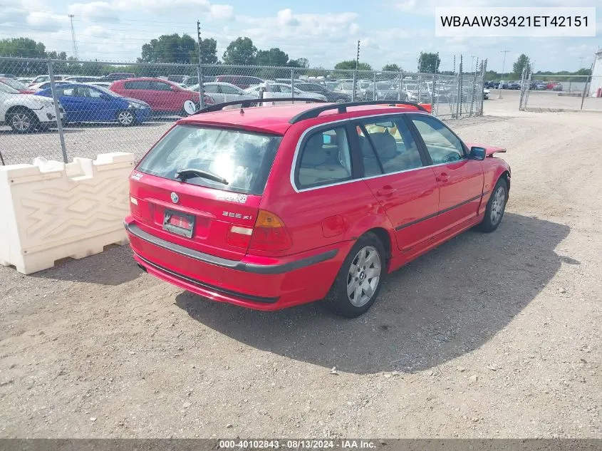 2001 BMW 325I VIN: WBAAW33421ET42151 Lot: 40102843