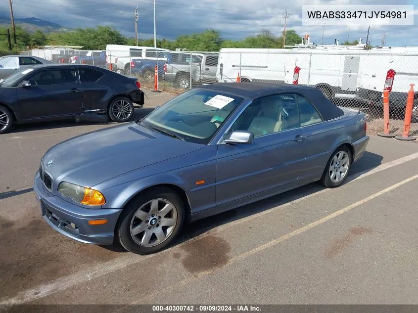 2001 BMW 325Ci VIN: WBABS33471JY54981 Lot: 40300742