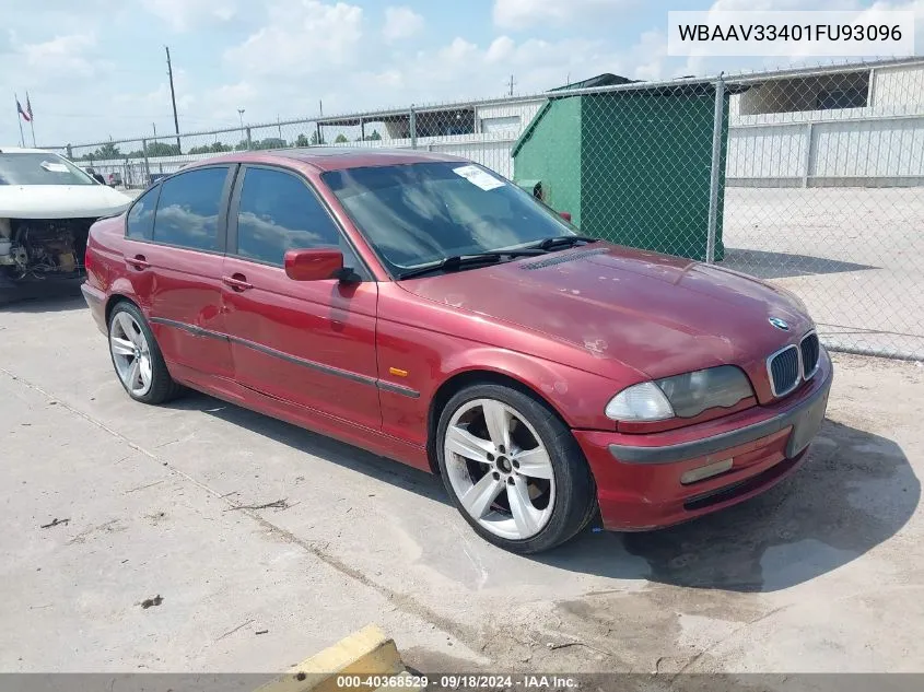 2001 BMW 3 Series 325I VIN: WBAAV33401FU93096 Lot: 40368529