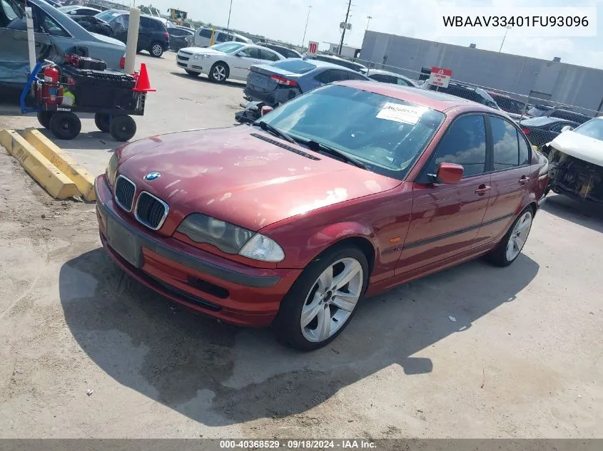 2001 BMW 3 Series 325I VIN: WBAAV33401FU93096 Lot: 40368529