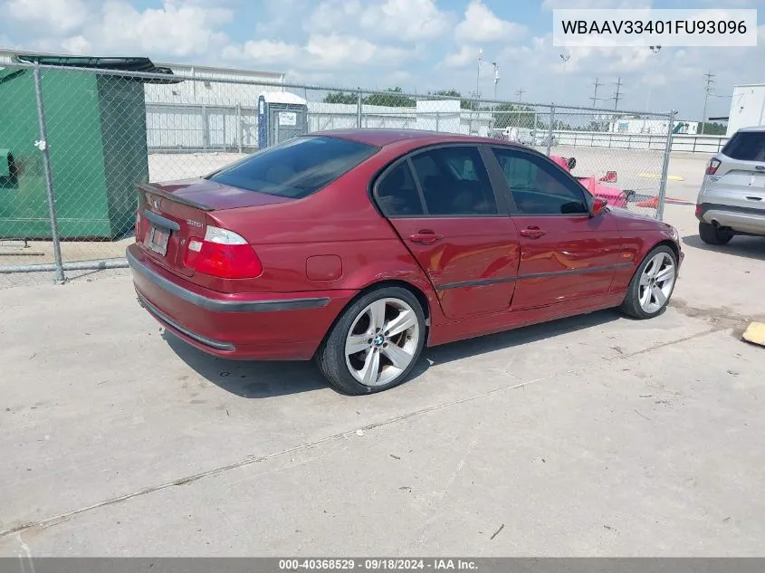 2001 BMW 3 Series 325I VIN: WBAAV33401FU93096 Lot: 40368529