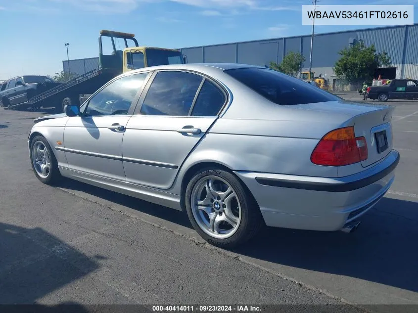 2001 BMW 330I VIN: WBAAV53461FT02616 Lot: 40414011