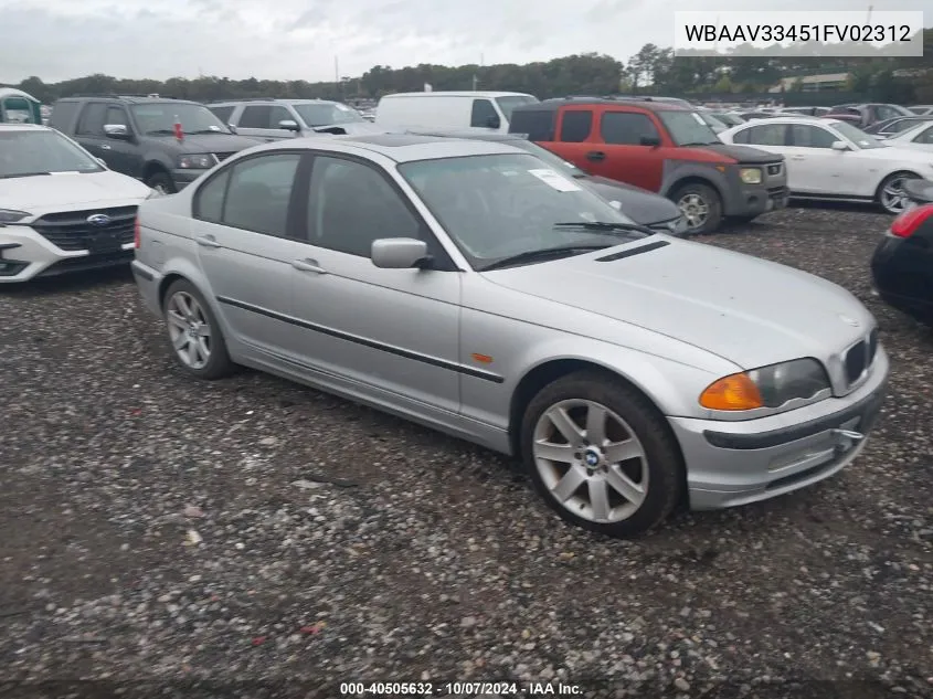 2001 BMW 325 I VIN: WBAAV33451FV02312 Lot: 40505632